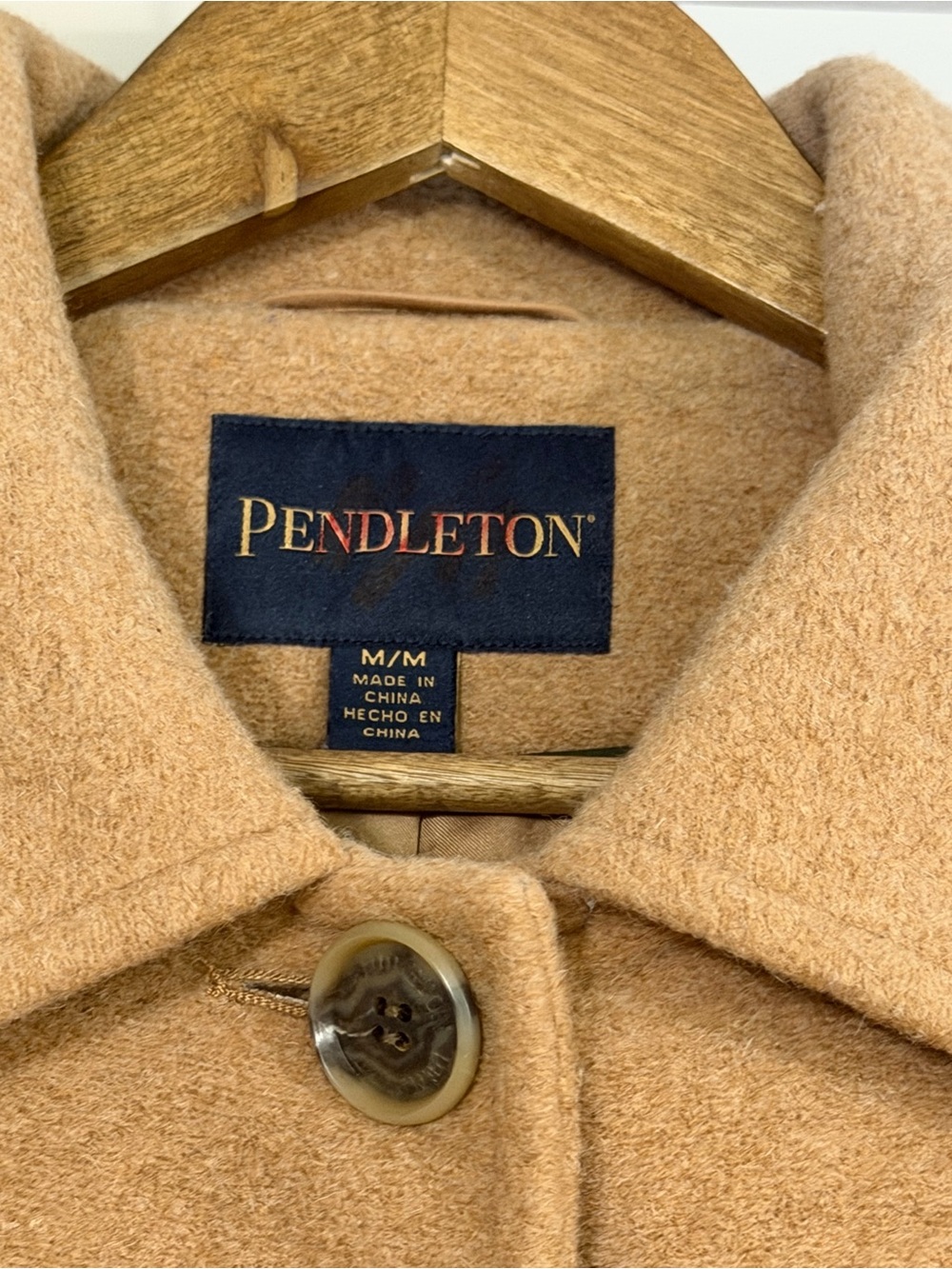 PENDLETON Women's Camel Wool blend Stripe Coat, sz M - Picture 4 of 9